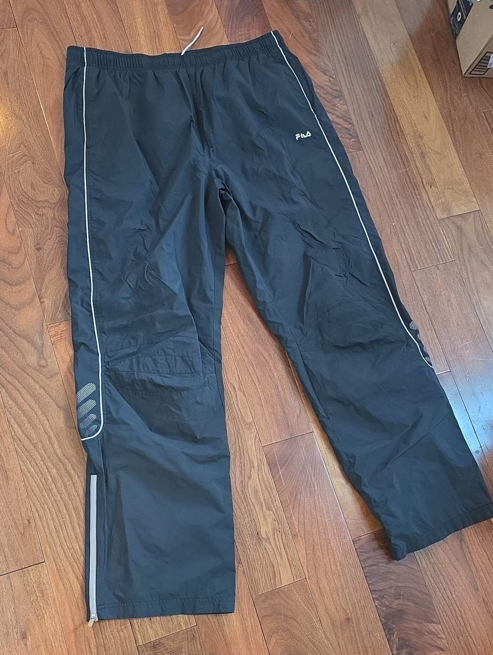 Fila Men's Black Athletic Track Pants with Reflective Trim